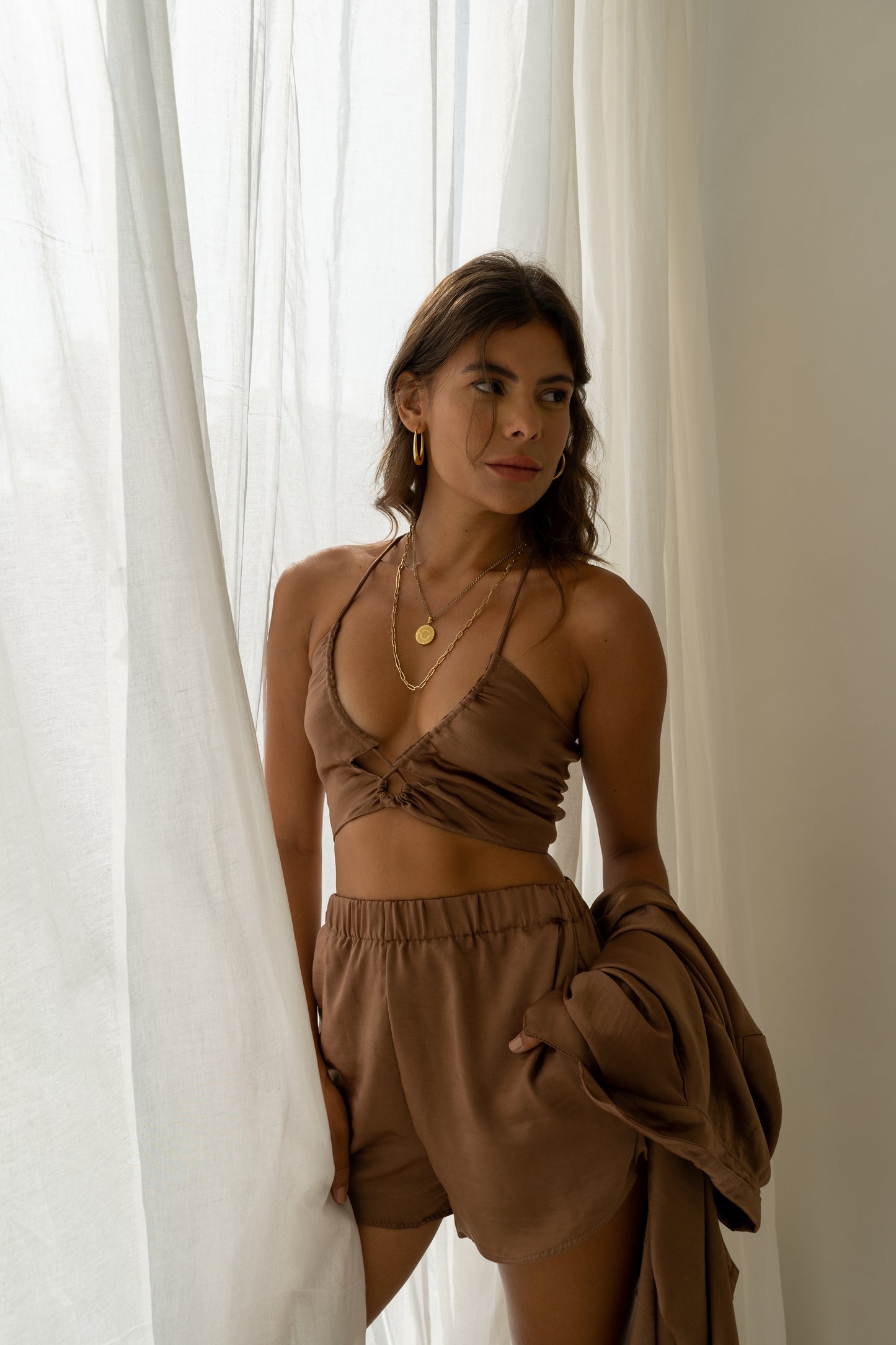 Inana String Crop Top Mocha