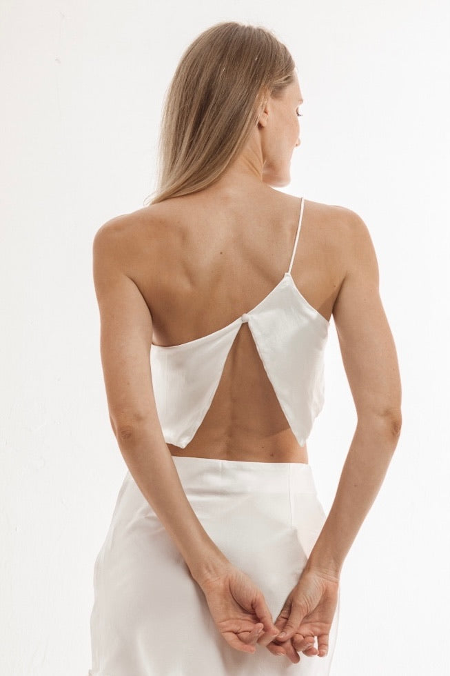 Nicola Silk Top White - essenTIALS Bali