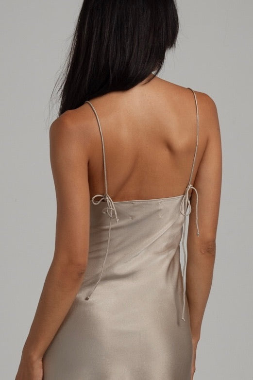 Andie Silk Dress Beige - essenTIALS Bali