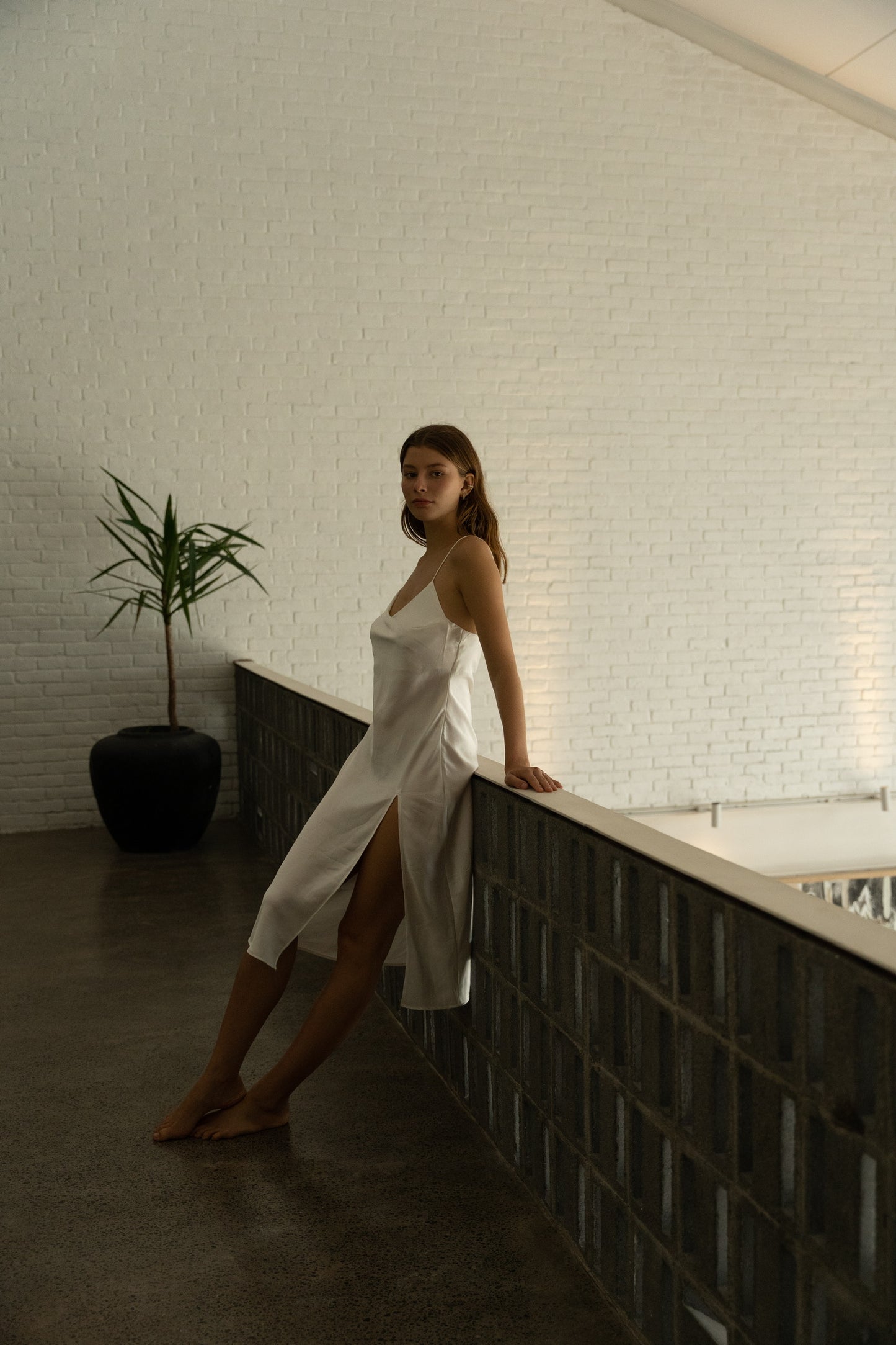Delilah Silk Midi Dress White - essenTIALS Bali