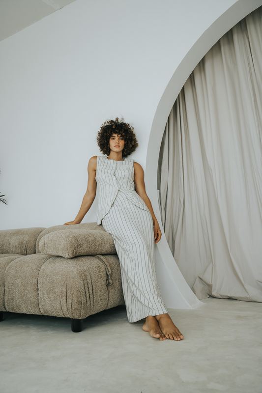 SHIBUI Concepts - Roma Linen Maxi Pencil Skirts Stripped