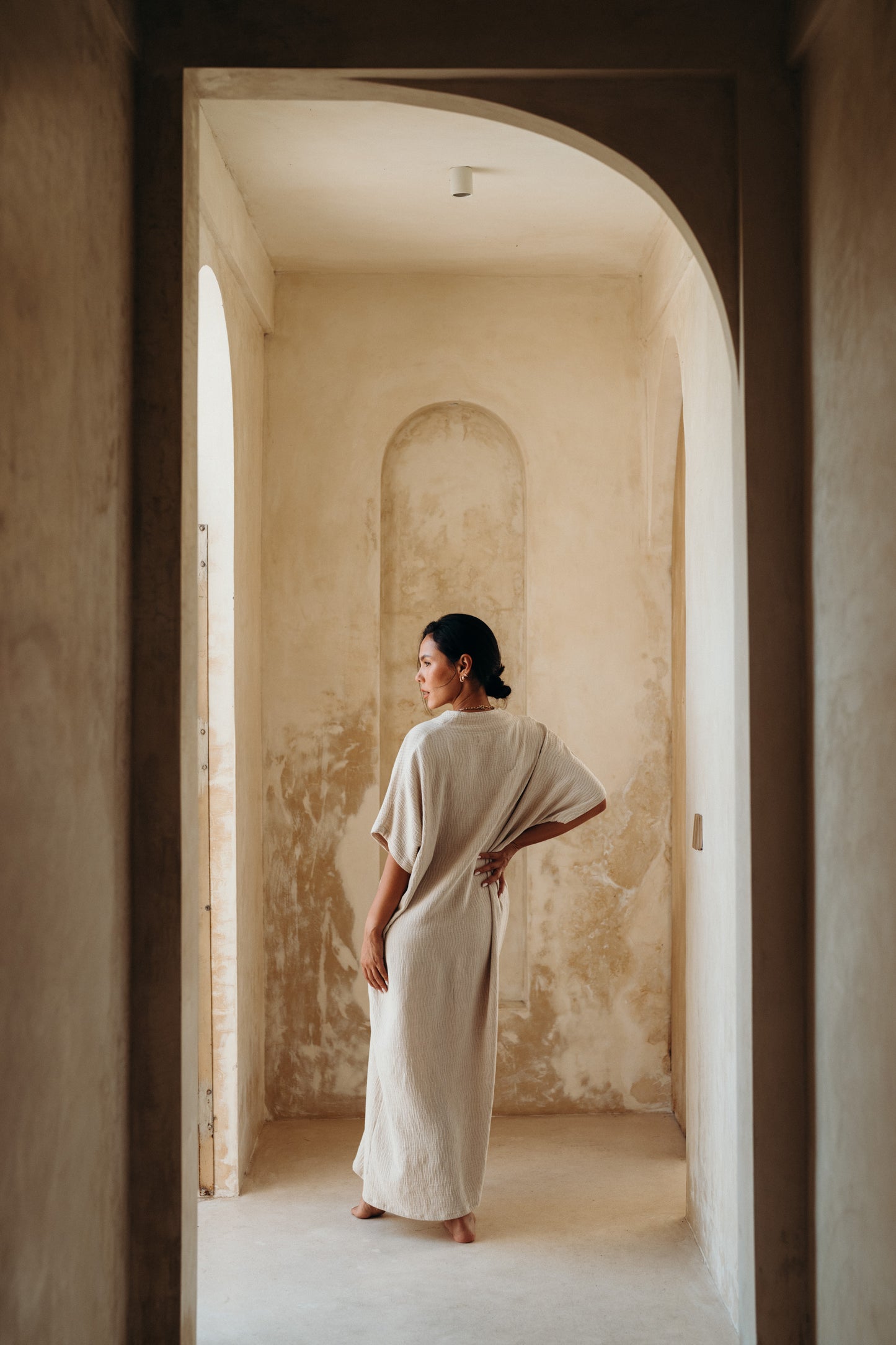 Marrakech Kaftan Oatmeal Ombak Natural - essenTIALS Bali