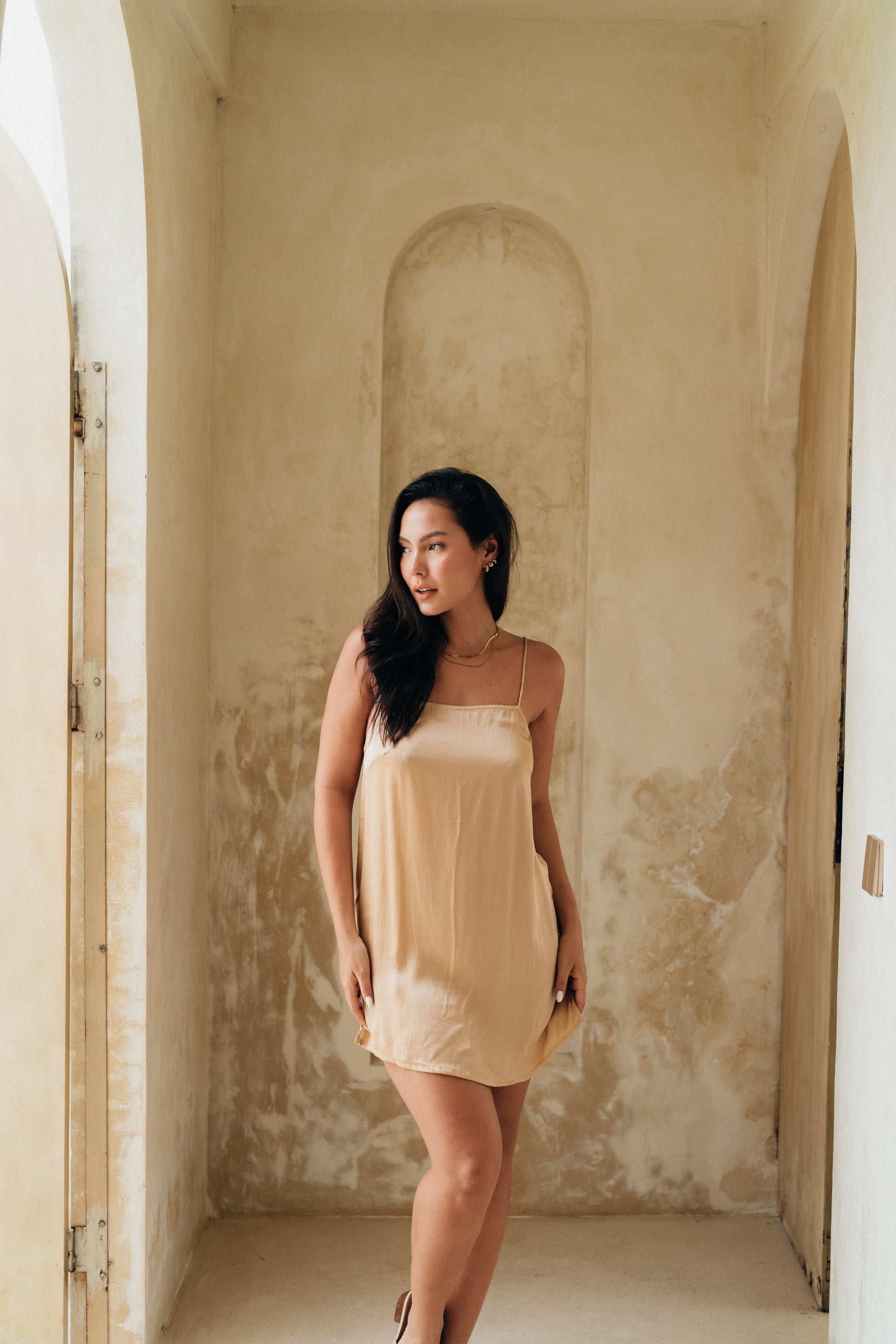 Muse Mini Dress Champagne Gold - essenTIALS Bali