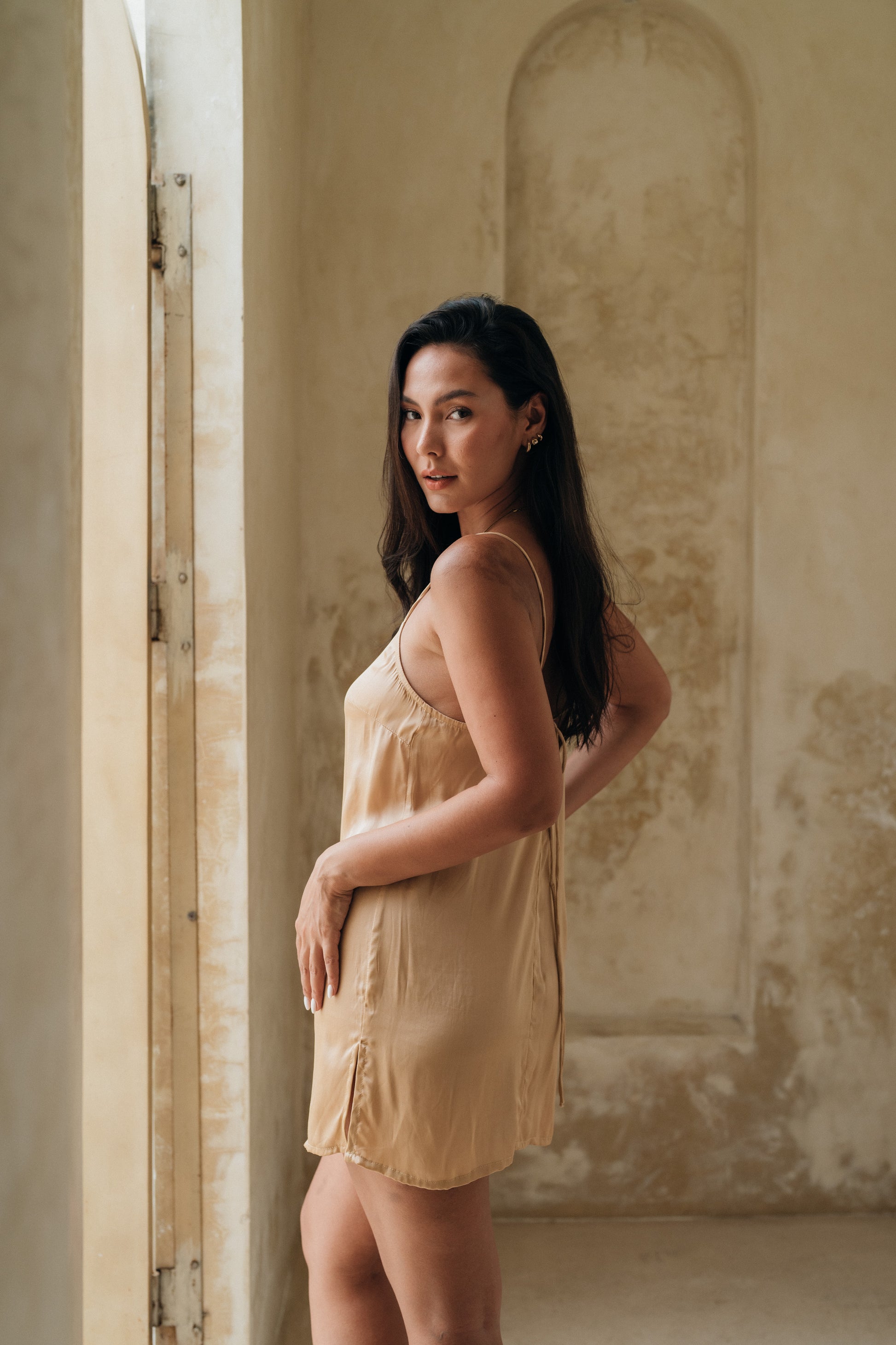 Muse Mini Dress Champagne Gold - essenTIALS Bali