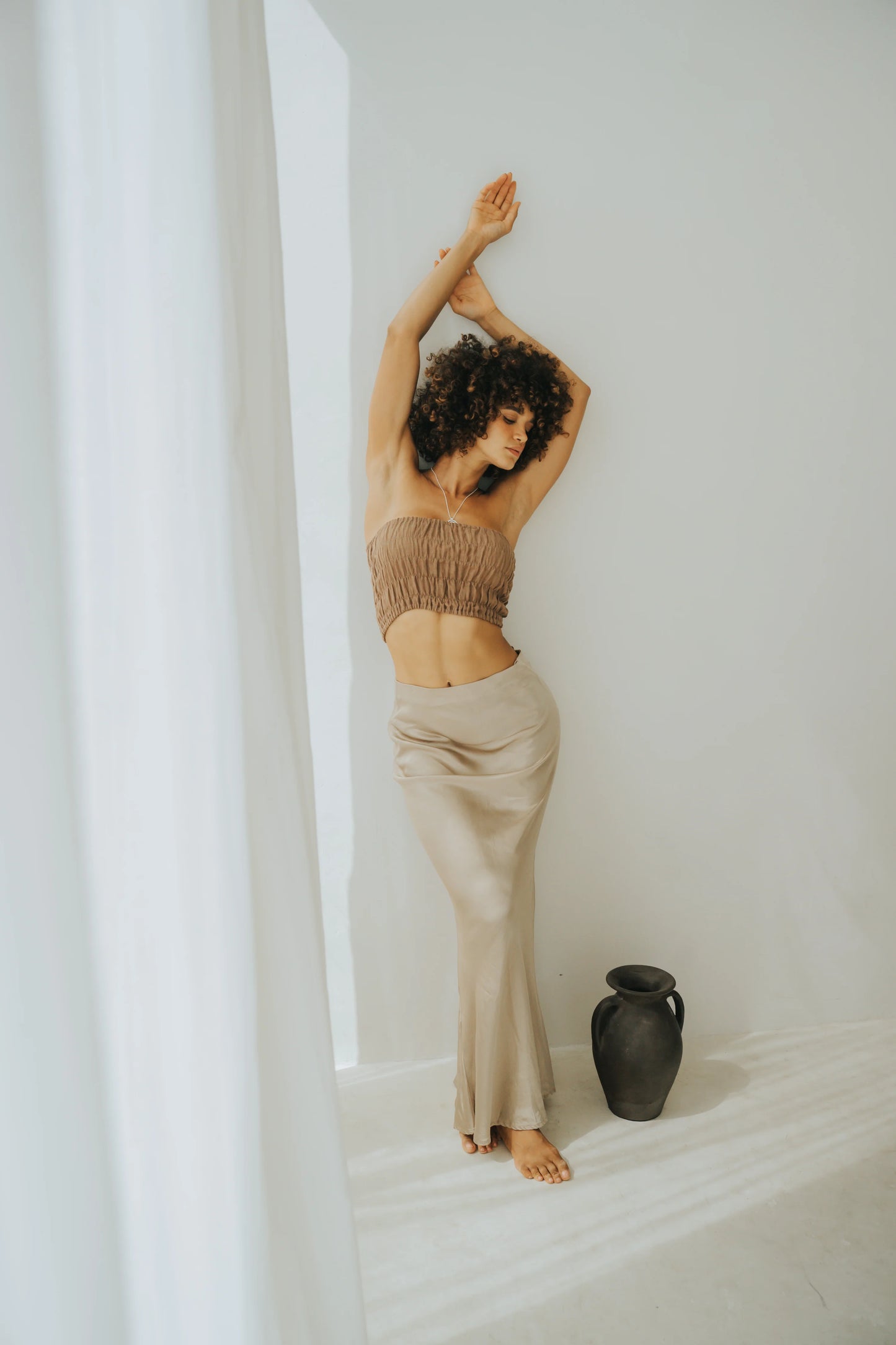 SHIBUI Concepts - Sade Maxi Slip Skirt Cool Tan