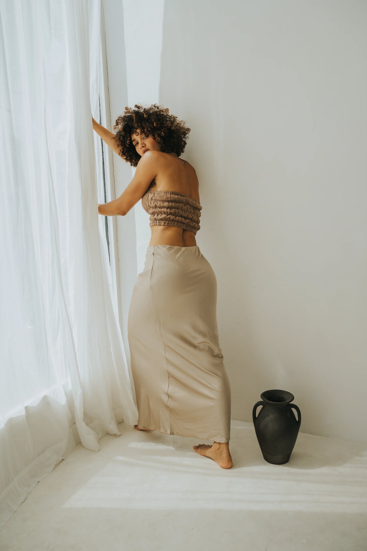 SHIBUI Concepts - Sade Maxi Slip Skirt Cool Tan