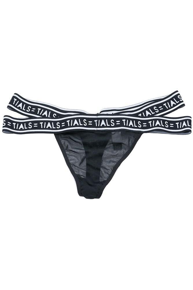 Strappy Logo Thong Black - THIS IS A LOVE SONG