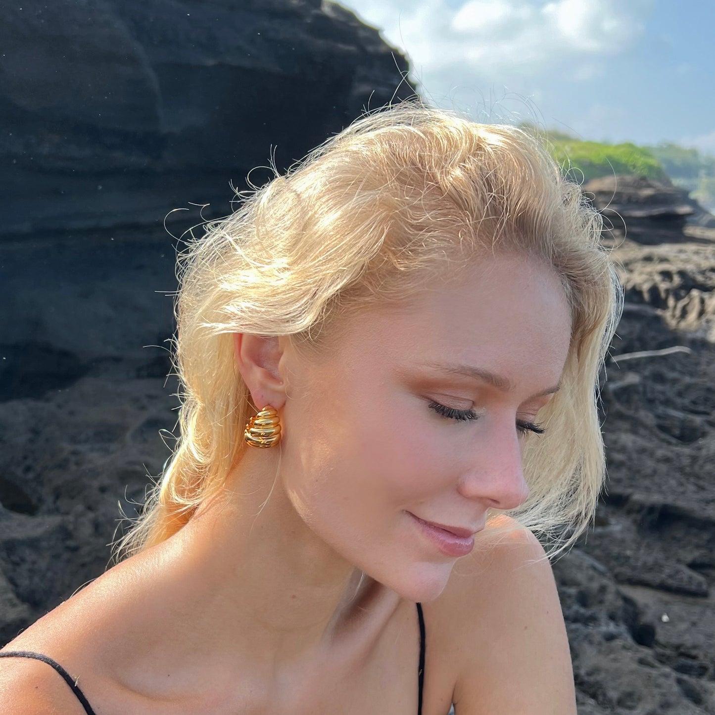 Gilded Palm - Maren Croissant Gold Earrings