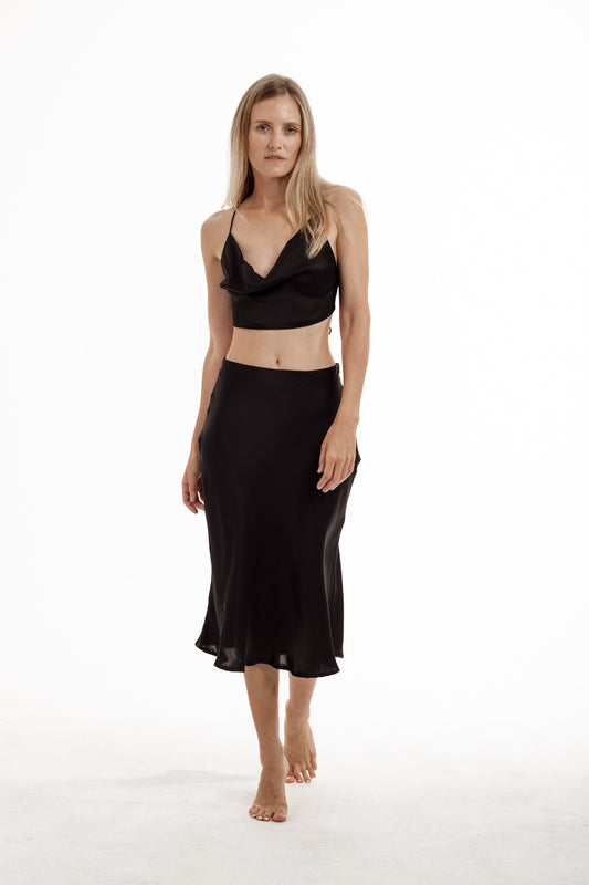Amber Silk Skirt Black - essenTIALS Bali