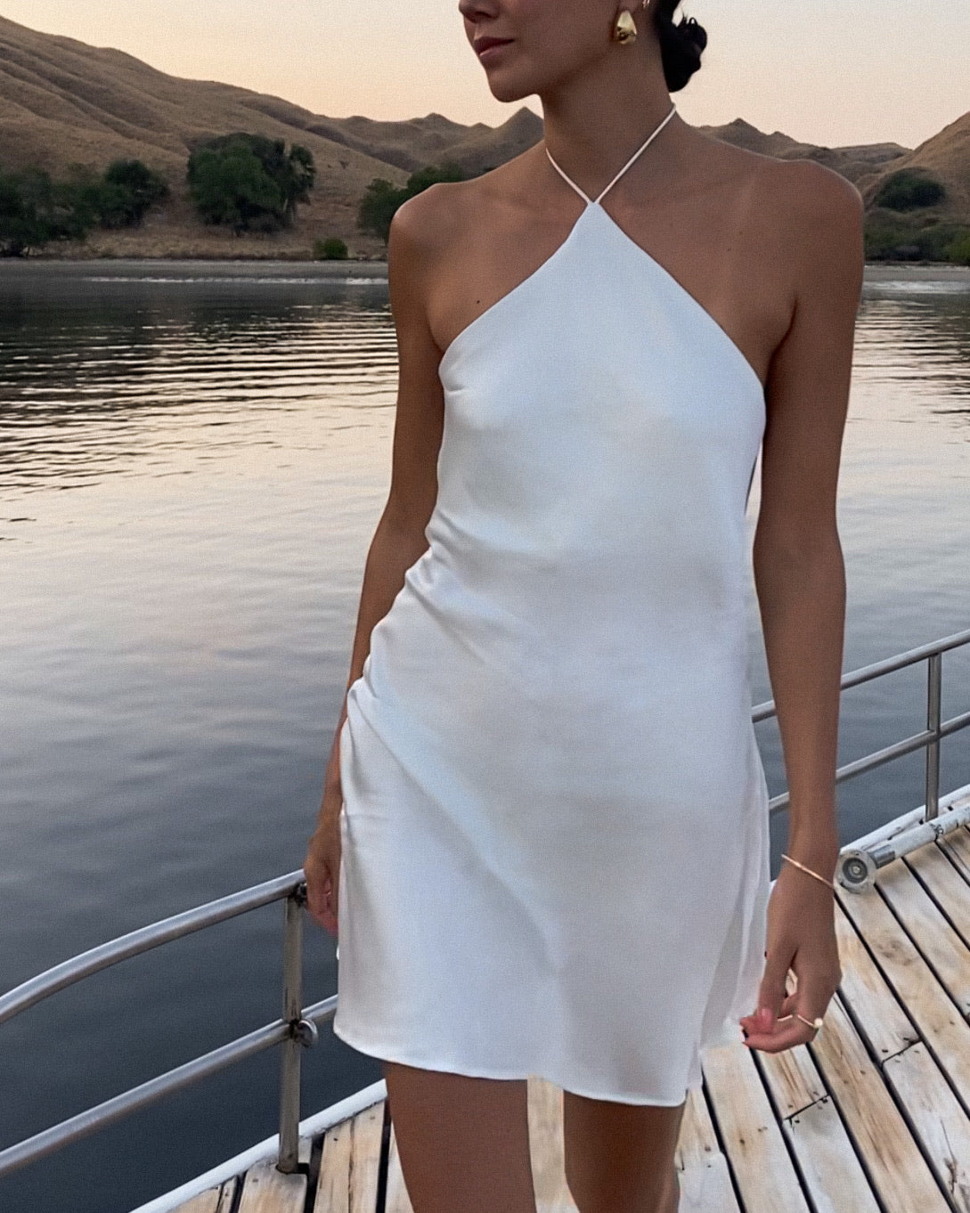 Scarlett Silk Mini Dress White - essenTIALS Bali