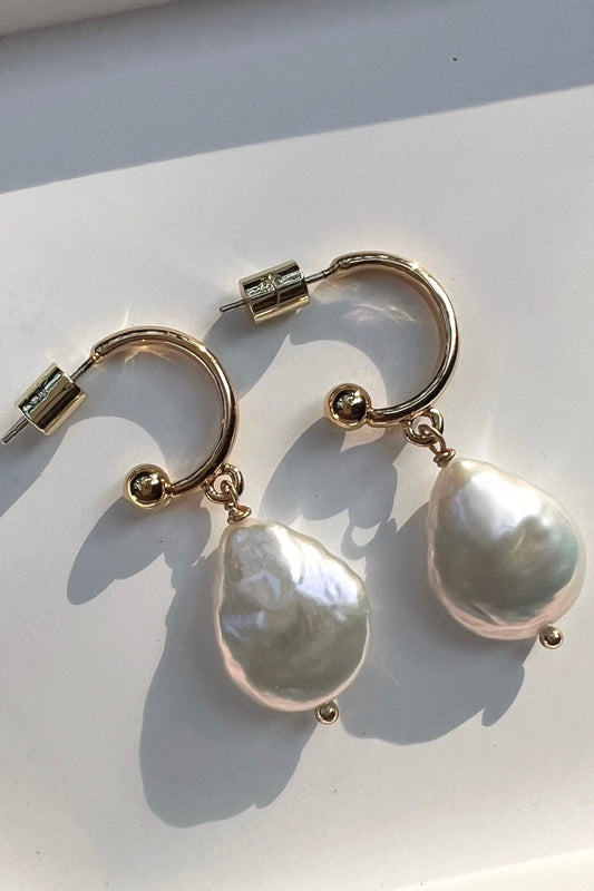 Gilded Palm - Mira Pearl Earrings