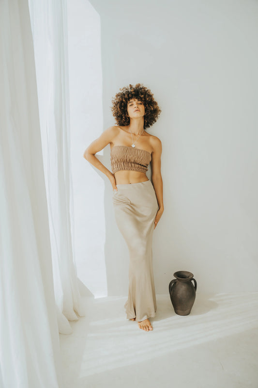 SHIBUI Concepts - Sade Maxi Slip Skirt Cool Tan